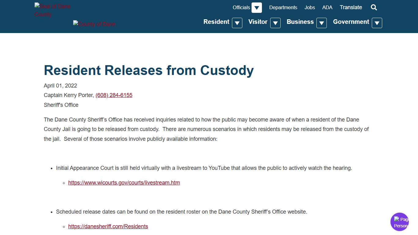 Press Releases Dane County, Wisconsin